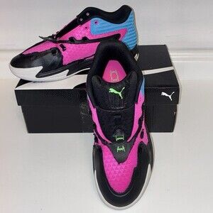 PUMA Dagger Black Fluro Pink Basketball Shoes Sz 8.5 Hoopers Sneaker 311353-01